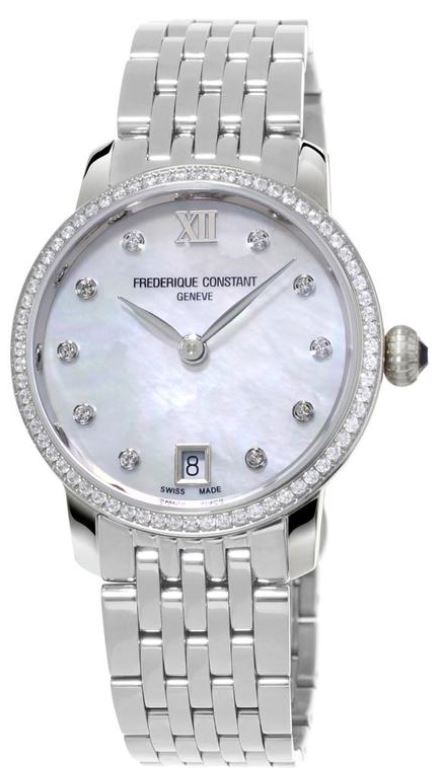 Frederique Constant Ladies Diamond and Mother-of-Pearl Slimline Watch