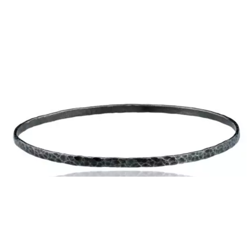 Lika Behar Hammered Oxidized Sterling Silver “Fusion” Bangle Approx 3 Mm Custom Sizes Available