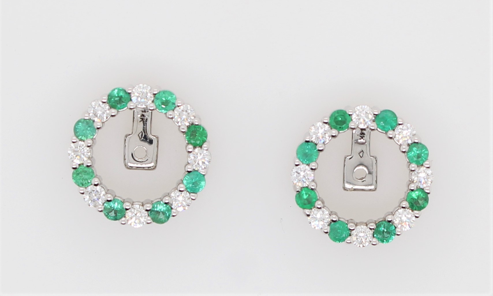 14 Karat White Gold Emerald And Diamond Earring Jackets