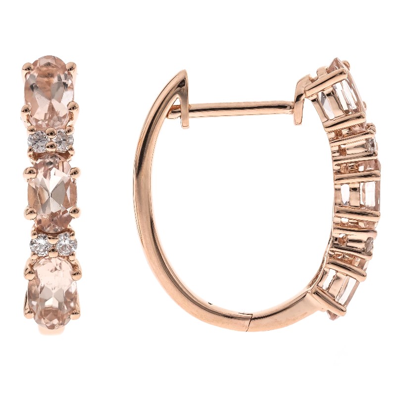 10 Karat Rose Gold Morganite And Diamond Earrings