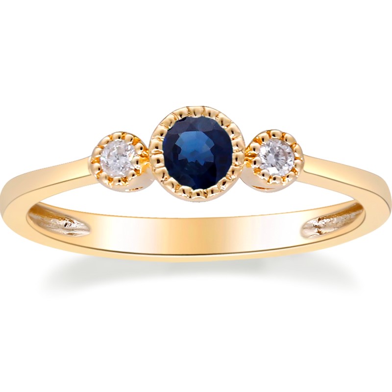 10 Karat Yellow Gold Blue Sapphire And Diamond Ring 10 Karat Yellow Gold Blue Sapphire And Diamond Ring