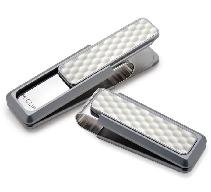 Natural Anodized White Golf Ball Money Clip