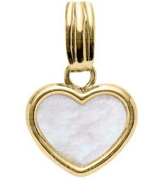 14 Karat Yellow Gold Heart Mother Of Pearl Pendant