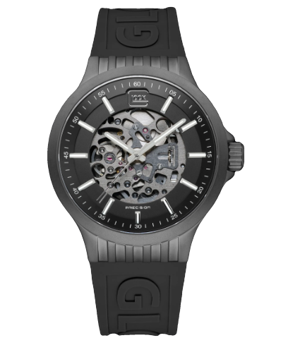 Glock Timepiece Having A Stainless Steel 44 mm Skeleton Back Case With A Black Skeleton Marker Dial And A Sapphire Crystal