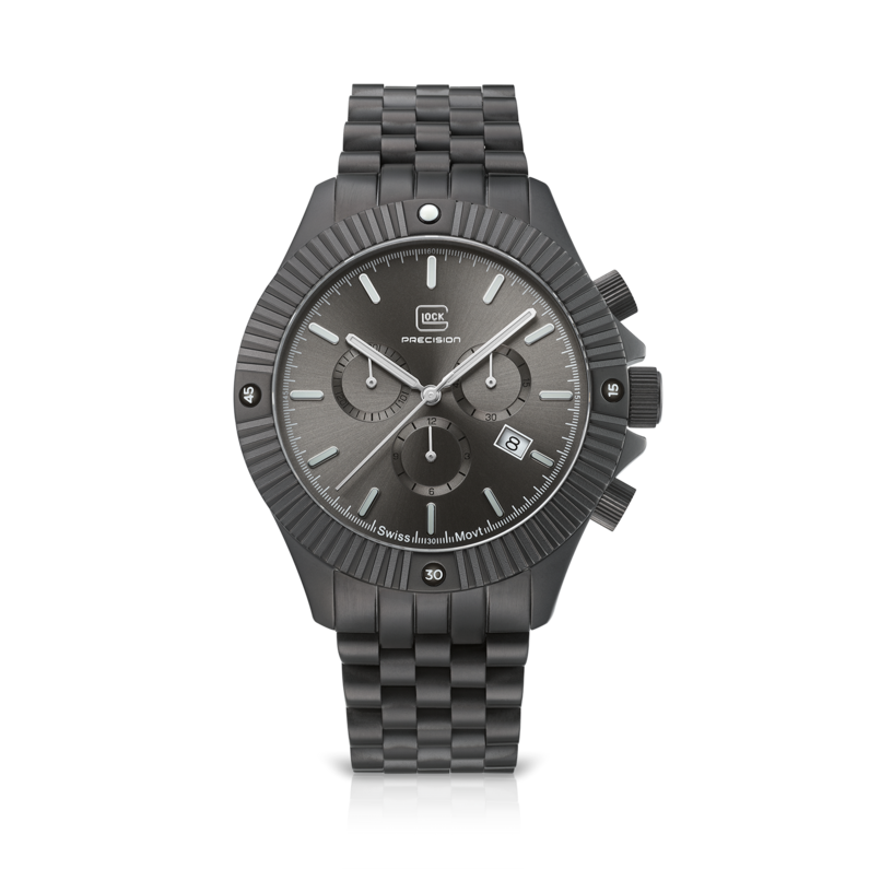 Glock Timepiece Having A Grey Stainless Steel 44 mm Case With A Grey Marker Date Dial With 3 Sub Dials And A Sapphire Crystal