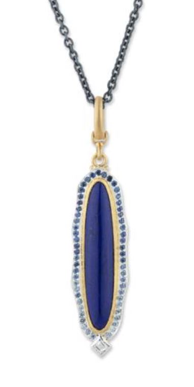Lika Behar 24K And Sterling Silver Giza Lapis Pendant With Sapphires And Diamond