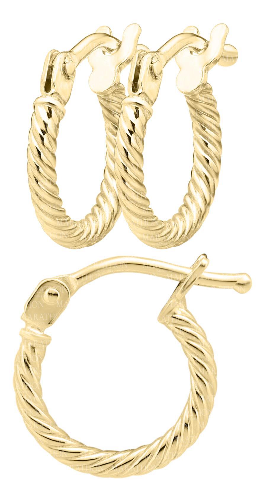 Kiddie Kraft 14 Karat Yellow Gold Small Rope Style Hoop Earrings