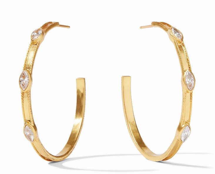 Julie Vos 24 Karat Gold Plated Monaco CZ Hoop Earrings Large