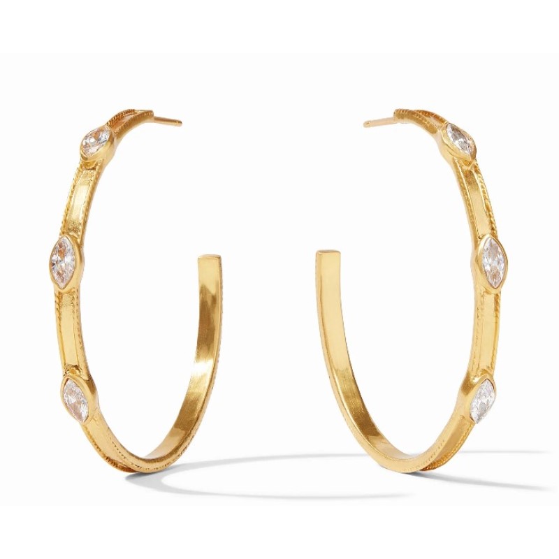 Julie Vos 24 Karat Gold Plated Monaco CZ Hoop Earrings Large