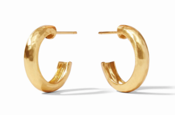 Julie Vos 24 Karat Yellow Gold Plated Havana Hoop Having A Hammered Design With Post And Friction Backs