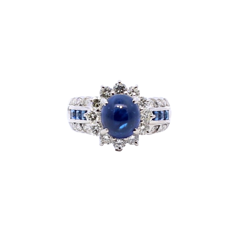 Kamsly Estate Platinum Diamond And Blue Sapphire Ring