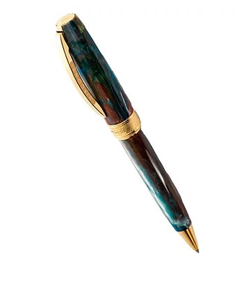 Visconti ‘Oiran’ ballpoint collection is made from natural resin  brought to life by blue  purple  red and green hues to recreate Van Gogh’s technique  emotion and mood portrayed in this remarkable painting.