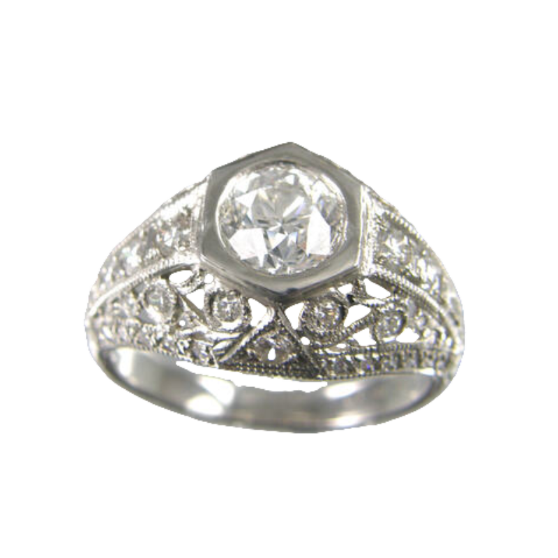 Platinum Antique Reproduction EGL Certified Diamond Ring
