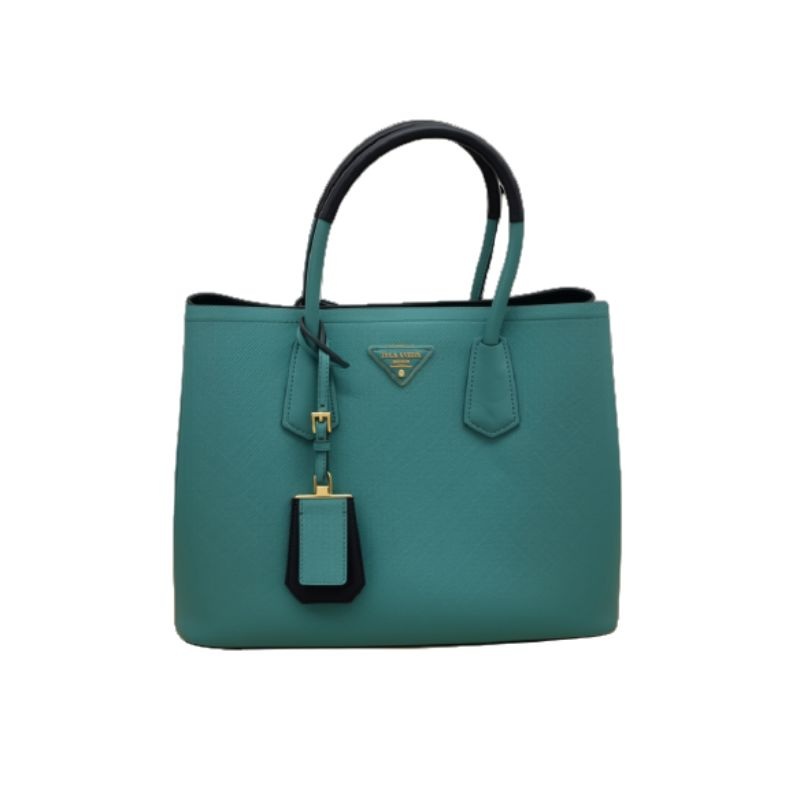 Prada Tiffany Blue Saffiano Leather Double Bag