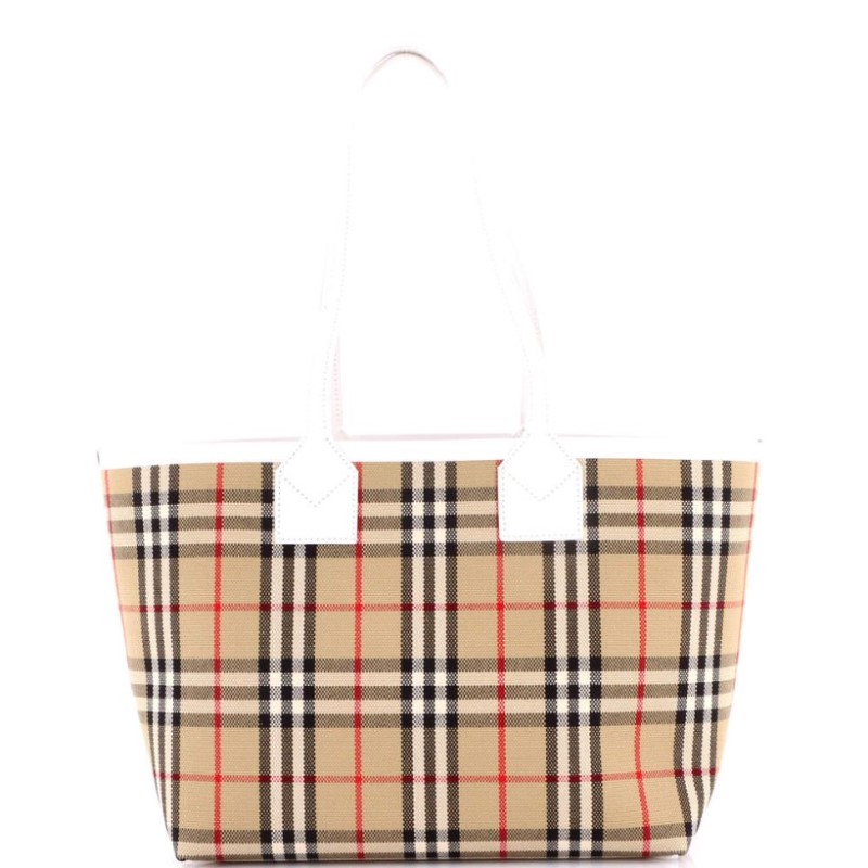 FINAL SALE  Burberry Small London Tote Vintage Check Canvas  Burberry Ladies Tote