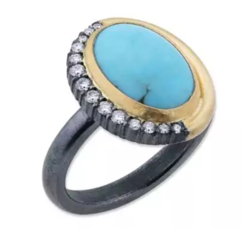 Lika Behar 22K Gold & Oxidized Silver Luna Turquoise Ring