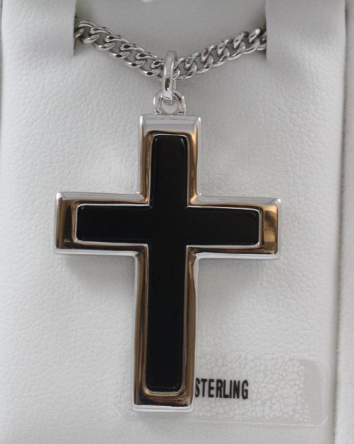 Black Onyx Cross Pendant Necklace