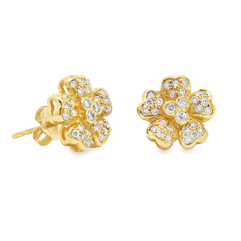 Estate Flower Diamond Earrings