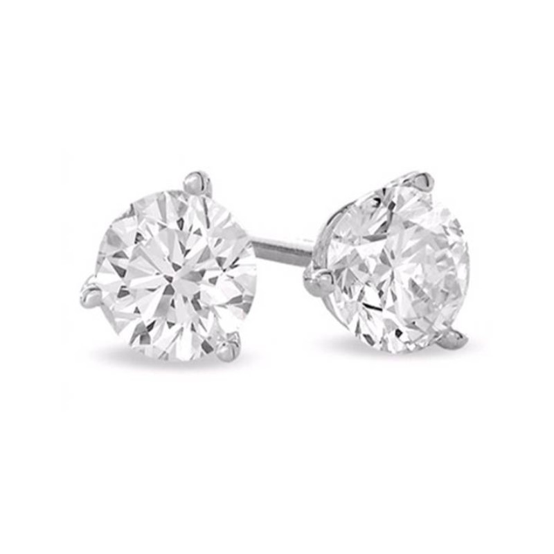 Paramount Gems fourteen karat white gold diamond solitaire earrings