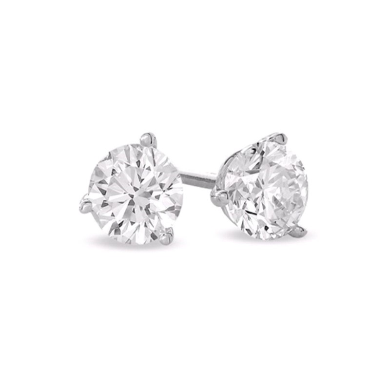 Paramount Gems fourteen karat white gold diamond solitaire earrings