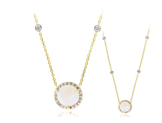 Opal And Diamond Station Necklace