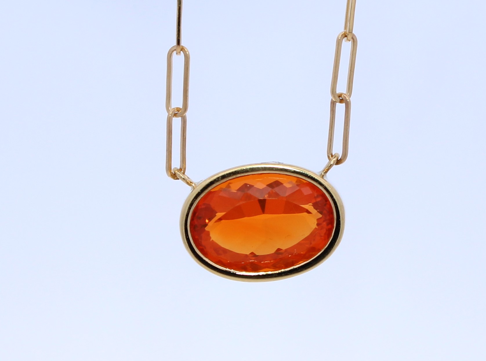 Lauren K 18 Karat Yellow Gold Fire Opal Necklace From The Bea Collection 18 Inches