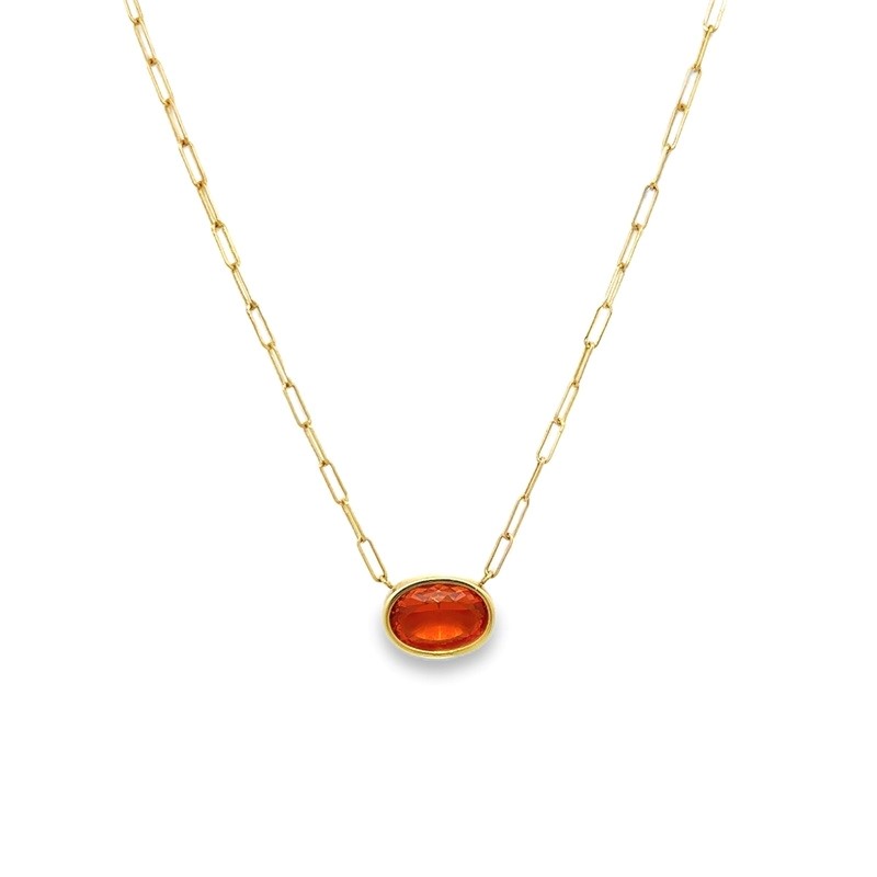 Lauren K 18 Karat Yellow Gold Fire Opal Necklace From The Bea Collection 18 Inches