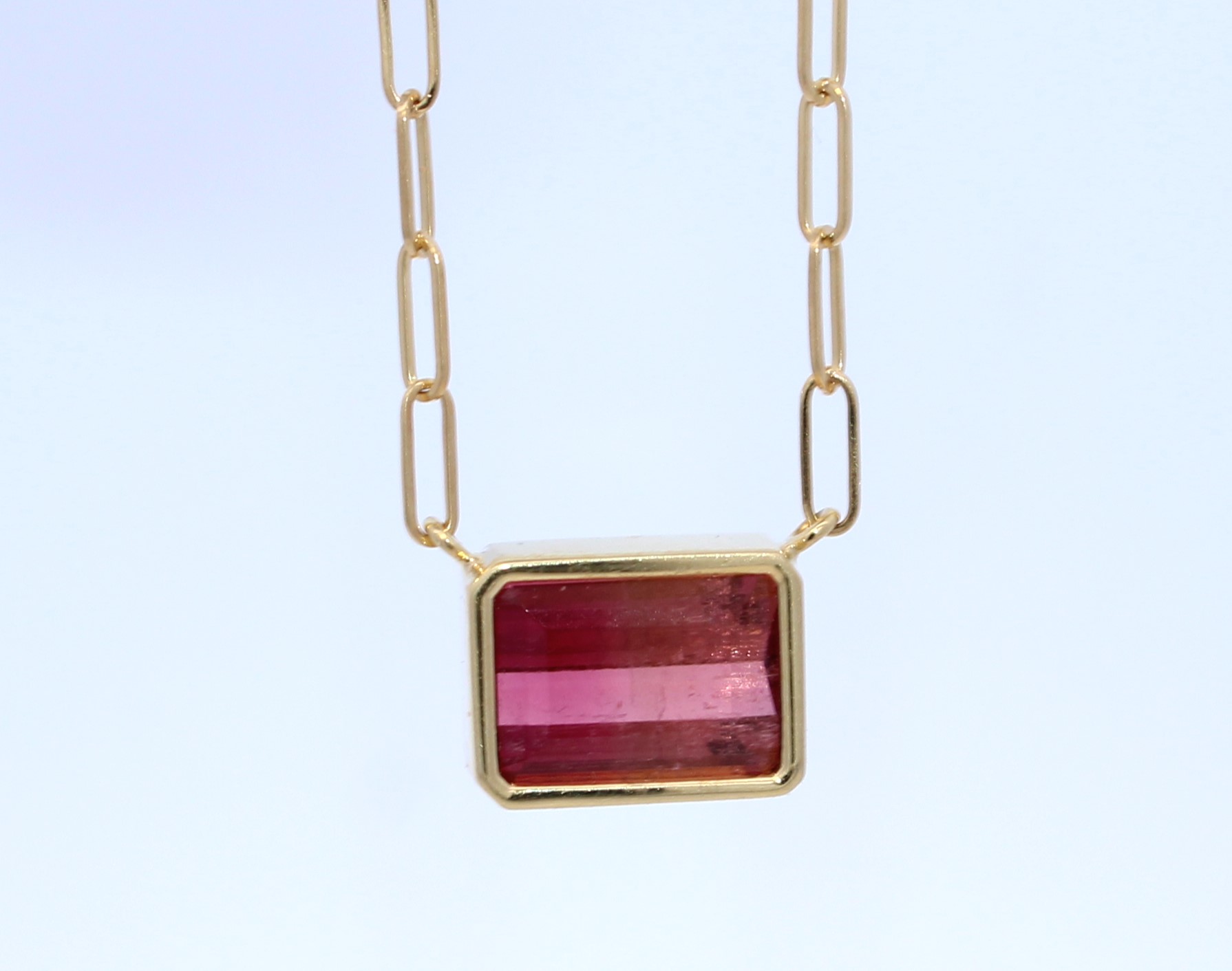 Lauren K 18 Karat Yellow Gold Pink Tourmaline Necklace From The Bea Collection 18 Inches