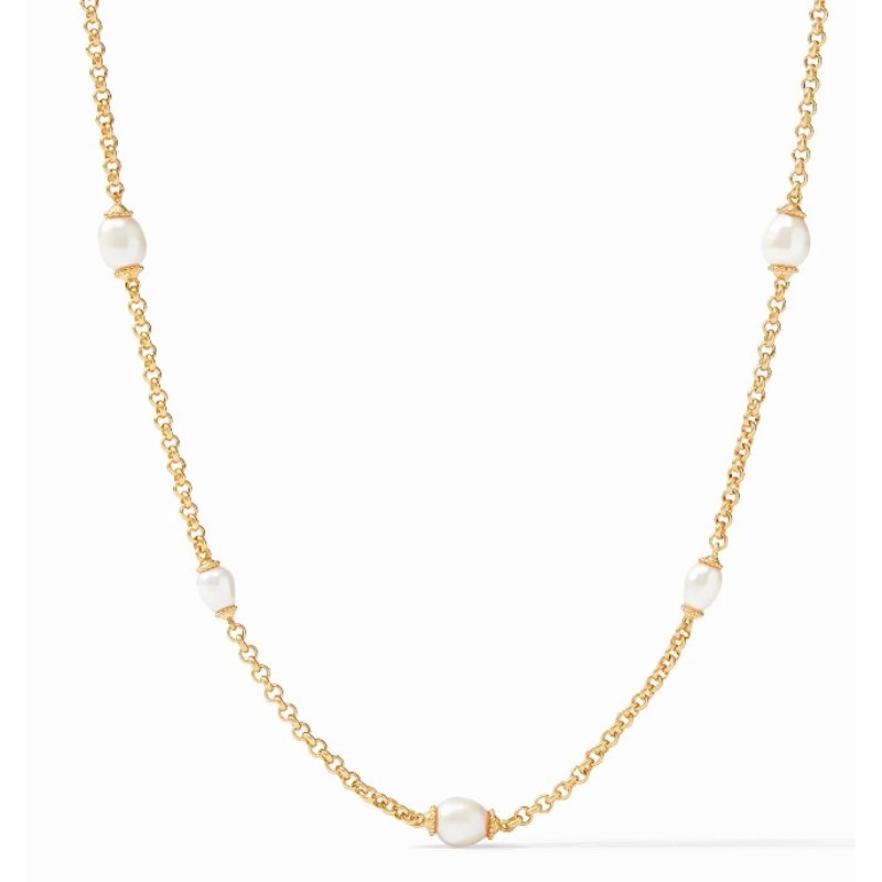 Julie Vos Marbella Pearl Station Necklace