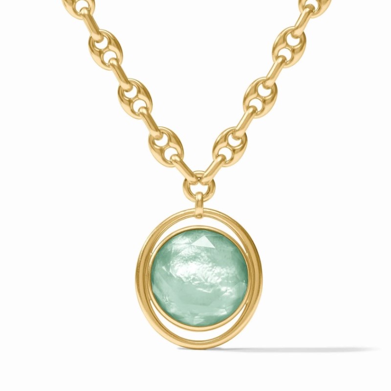 Julie Vos Laguna Statement Necklace in Iridescent Aquamarine Blue