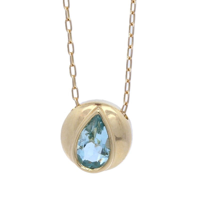 Lauren K 18 Karat Yellow Gold Aquamarine Pendant Necklace 18 Inches