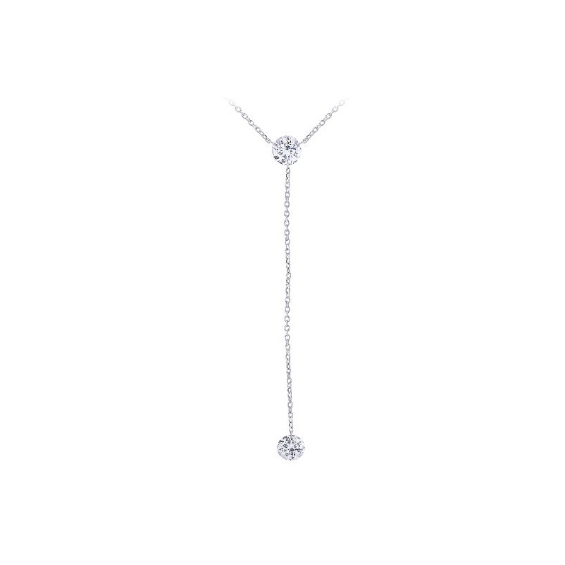 14K White Gold Diamond Necklace .50 Carat Category Measuring 18 Inches Adjustable To 16 Inches