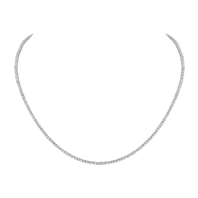 14 Karat White Gold Straight Line Diamond Necklace In The 7.5 Carat Category Measuring 16 Inches