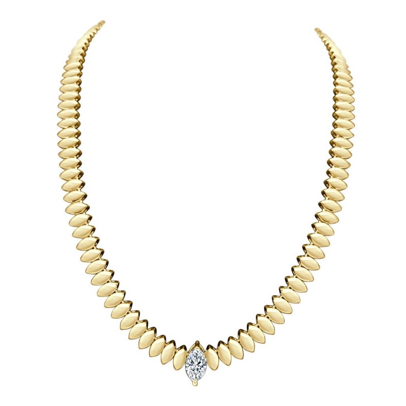 18 Karat Yellow Gold Diamond Necklace