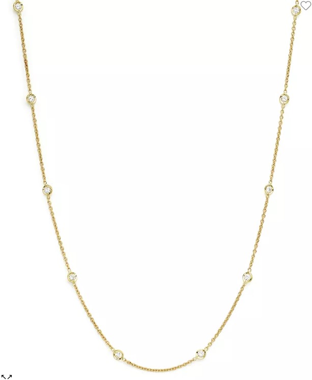 14 Karat Yellow Gold Diamond Station Necklace