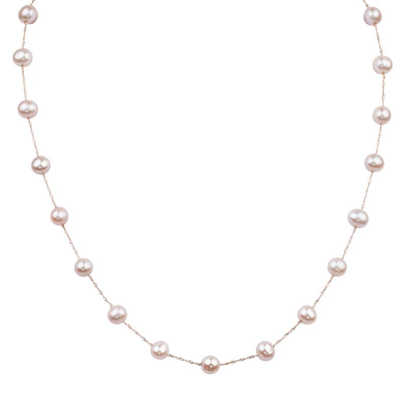 Natural Pink Freshwater Potato Pearl Station Necklace