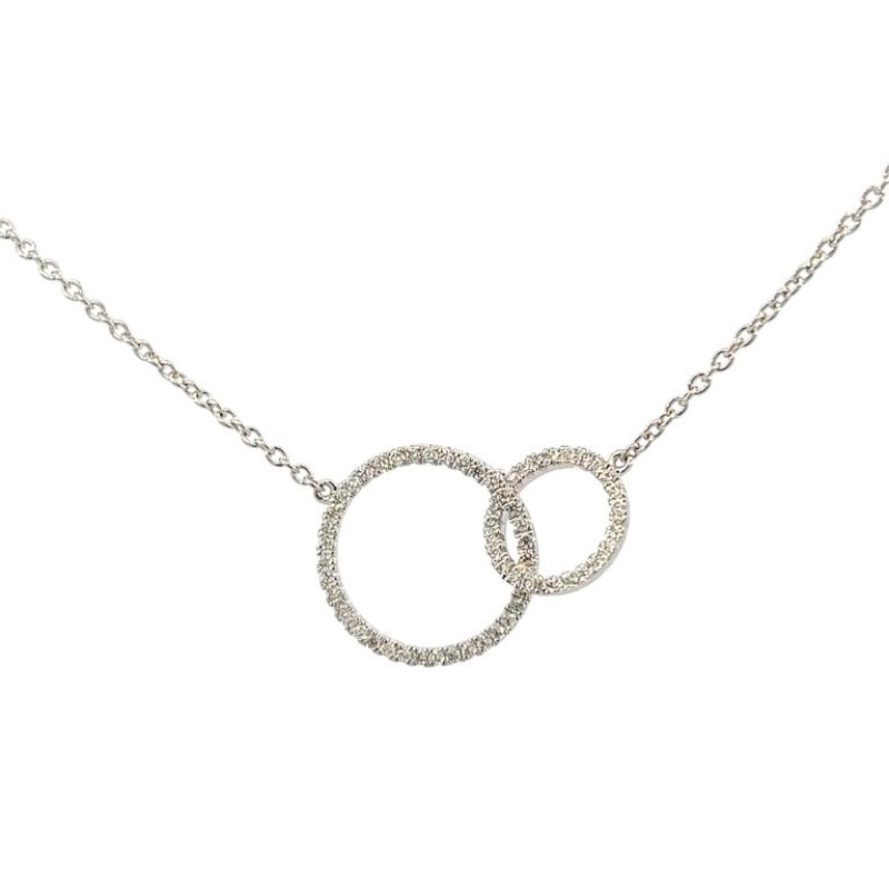 Diamond Twin Circle Pendant Necklace