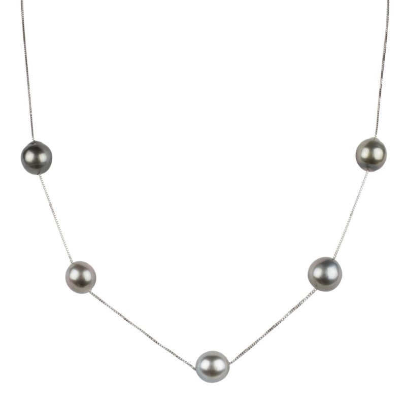 Black Tahitian Pearl Tin Cup Necklace