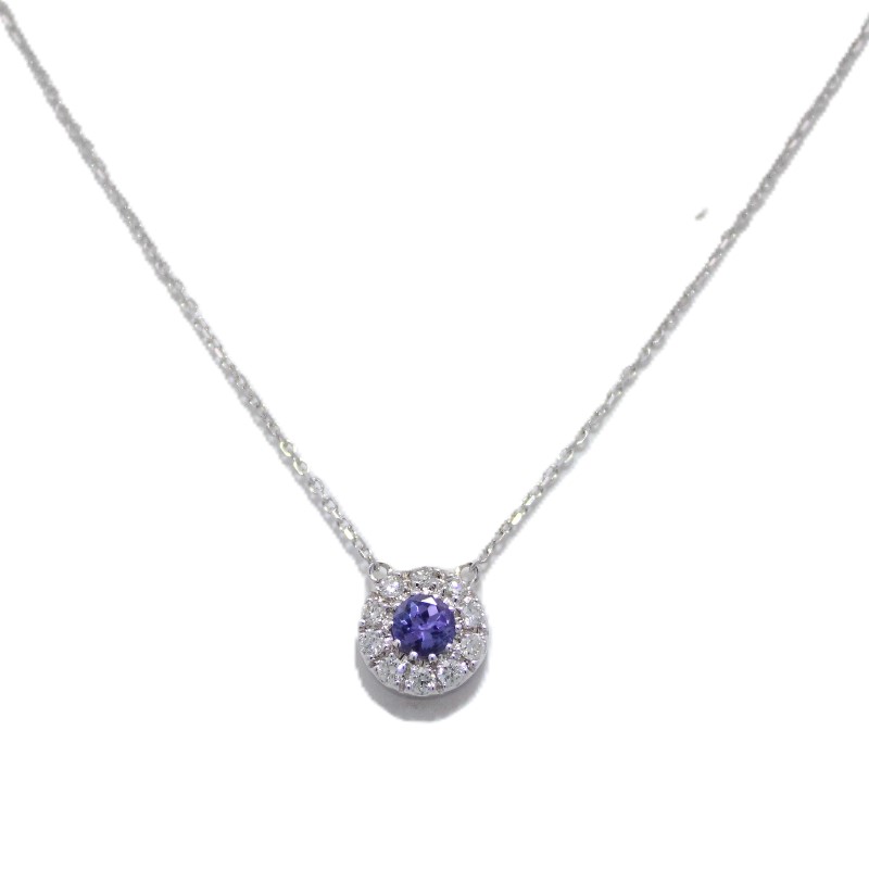 Tanzanite Diamond Halo Necklace