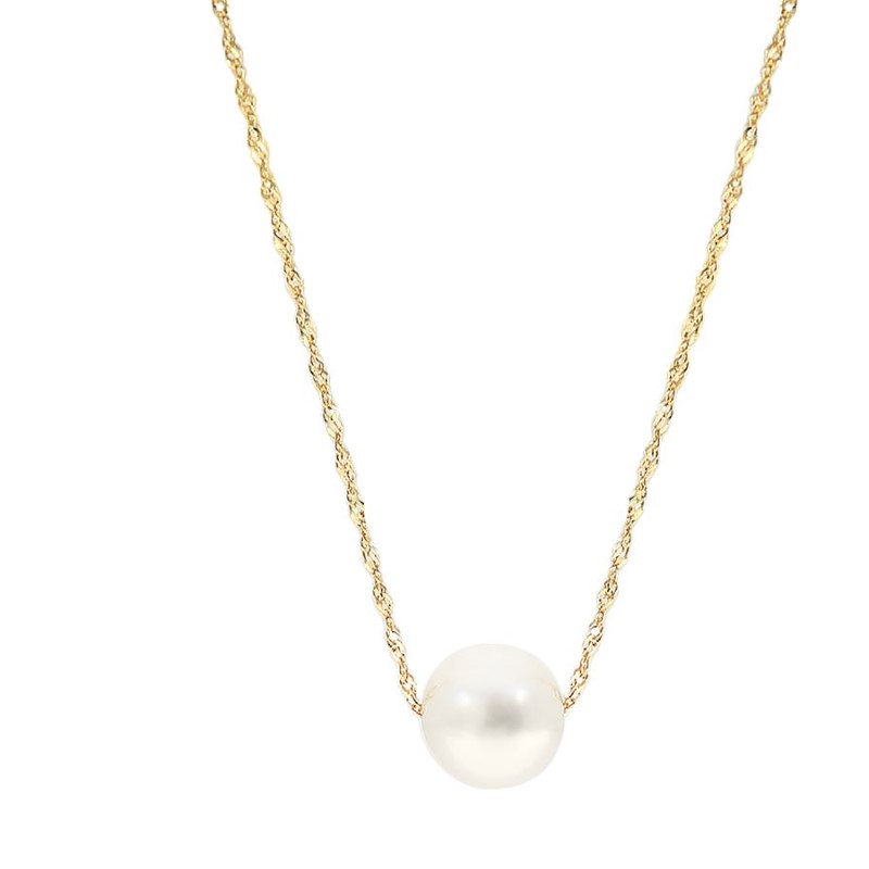 14 Karat Yellow Gold Pearl Necklace