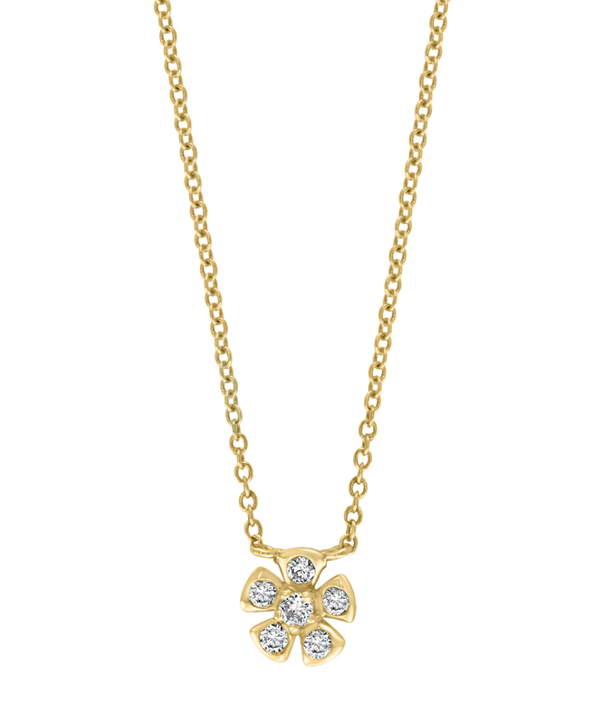 Lali 14 karat yellow gold diamond flower station necklace