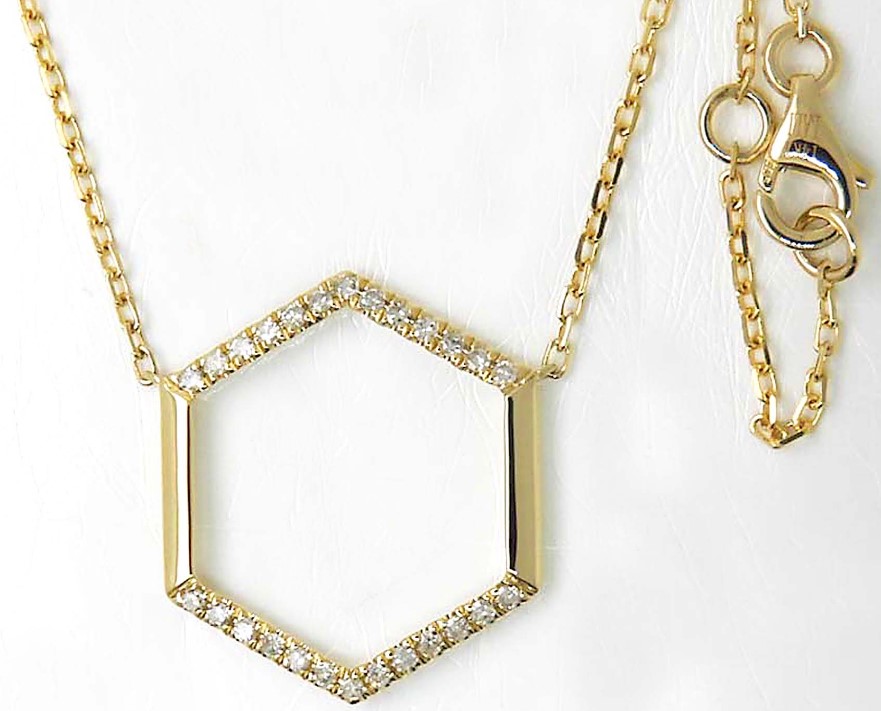 Lali 14 Karat Yellow Gold Hexagonal Diamond Necklace 18 Inches
