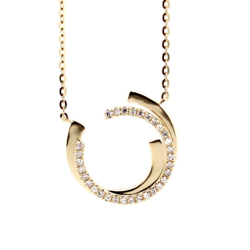 14 Karat Yellow Gold Open Circle Necklace Measuring 18 Inches Long Adjustable To 16 Inches