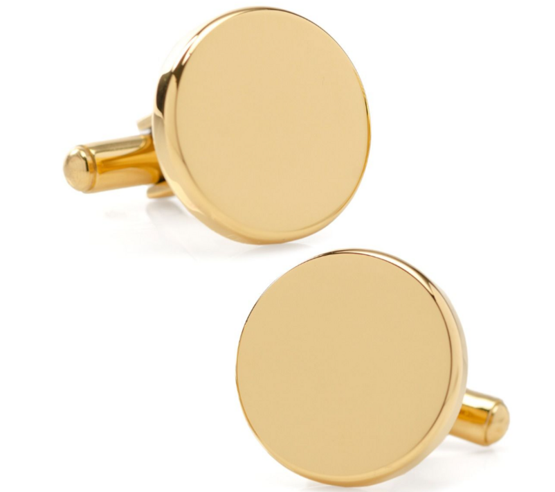 Stainless Steel Round Infinity Gold Engravable Cufflinks