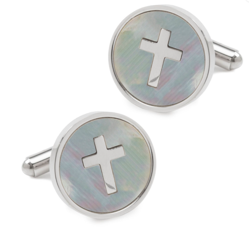 Cross Mother of Pearl Stainless Steel Cufflinks