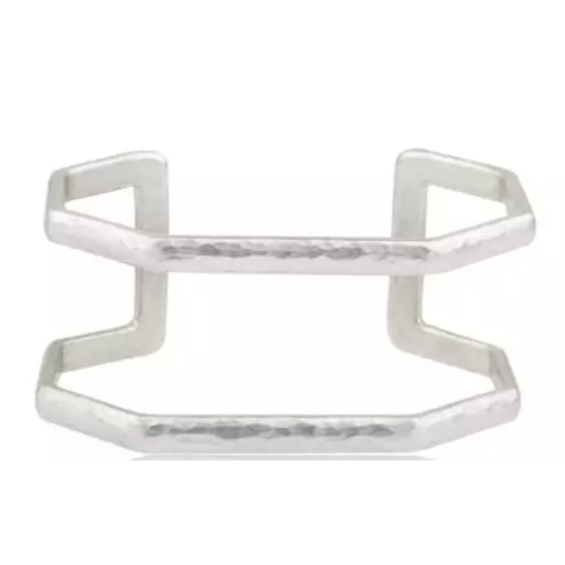Lika Behar Hammered Sterling Silver Octagon Open Cuff Bracelet  Matte Finish Approx 29 Mm