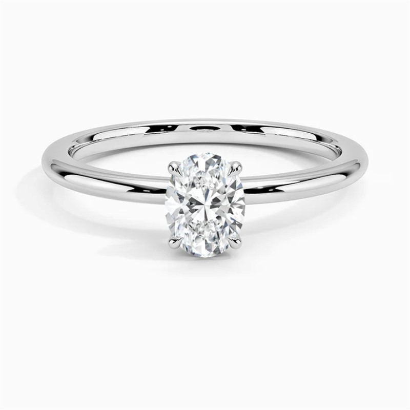 14 Karat White Gold  Oval Diamond Solitaire Ring .74 Ct H-SI1