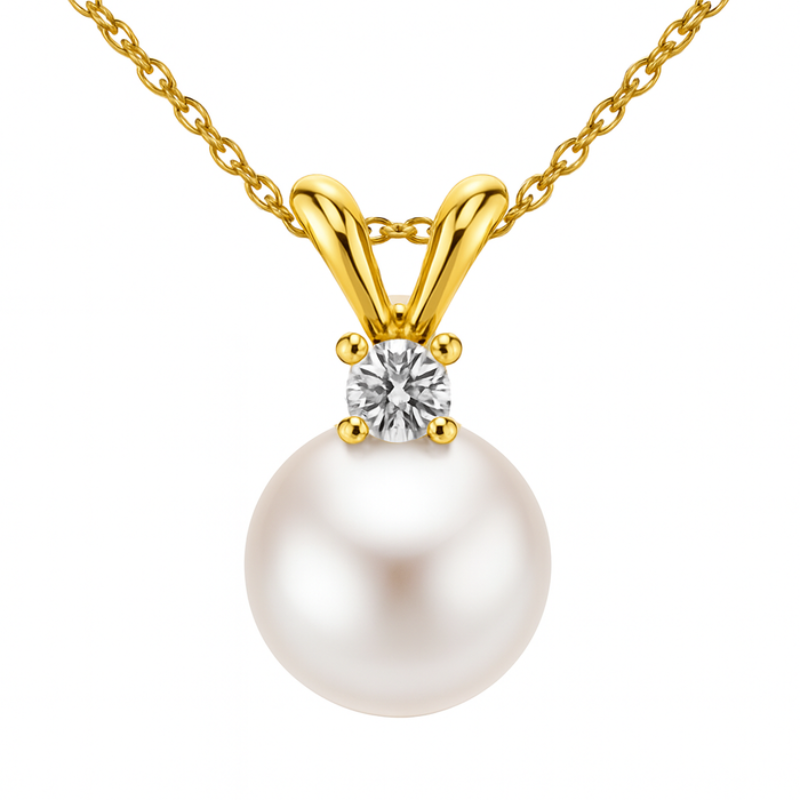 Akoya Pearl And Diamond Pendant Necklace