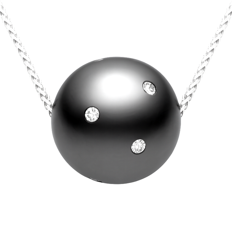 Black Tahitian Pearl And Diamond Slide With Chain