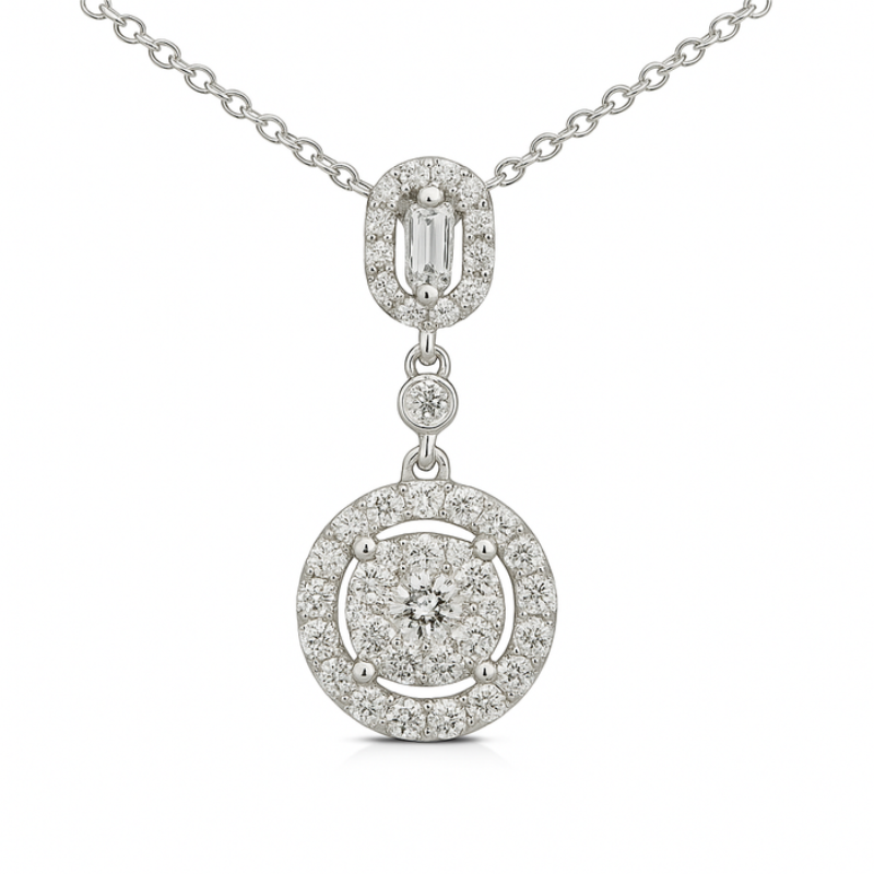 Diamond Halo Diamond Pendant Necklace Diamond Halo Diamond Pendant Necklace